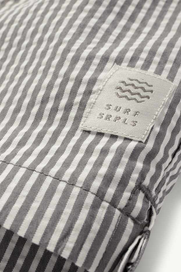 Uomo - Shorts da mare - a righe - bianco / grigio