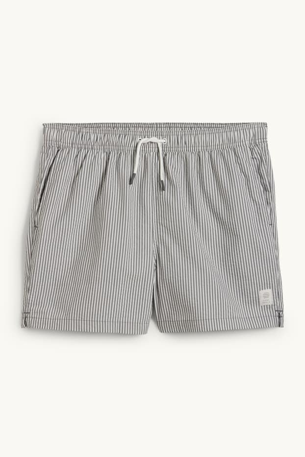 Uomo - Shorts da mare - a righe - bianco / grigio