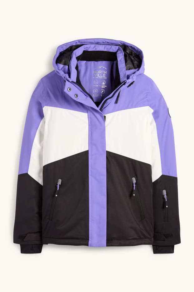 Enfants filles - Veste de ski à capuche - imperméable - violet