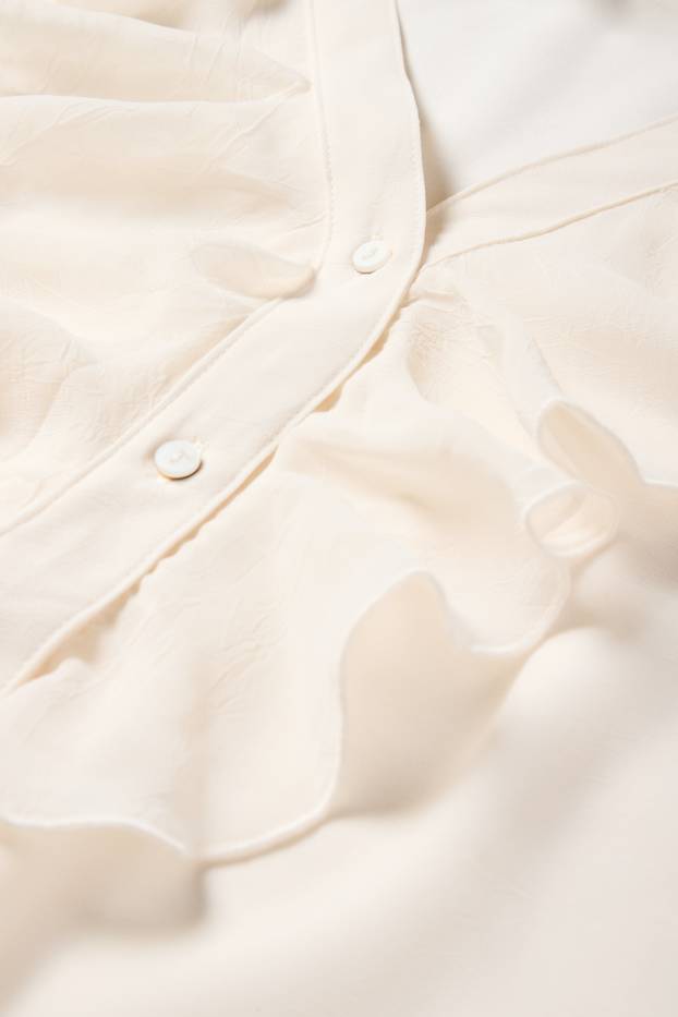 Damen - Bluse mit V-Ausschnitt - cremeweiß