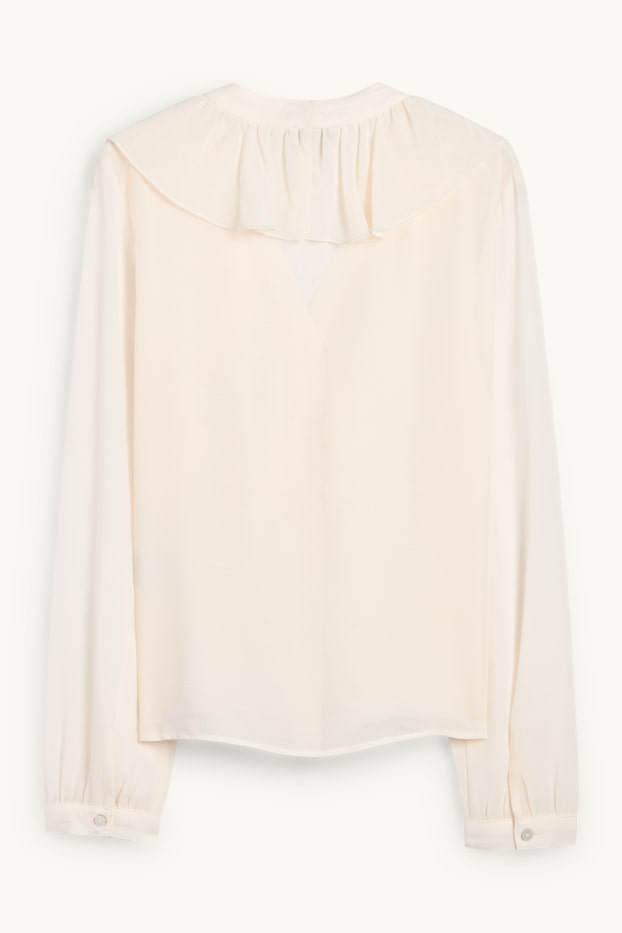 Damen - Bluse mit V-Ausschnitt - cremeweiß