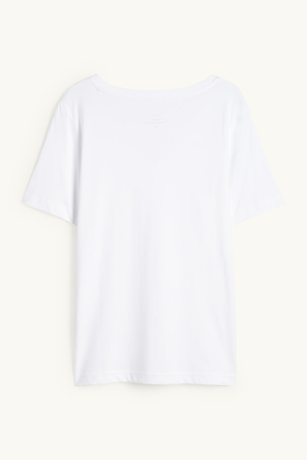 Femmes - T-shirt à col V - regular fit - blanc