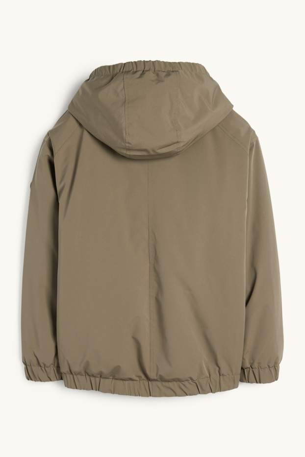 Enfants filles - Veste à capuche - doublée - finition déperlante - kaki