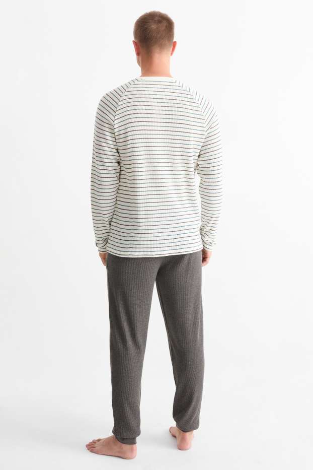 Hommes - Pyjama - texturé - blanc crème