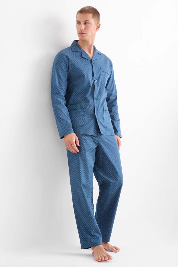 Hommes - Pyjama - à motif - bleu foncé