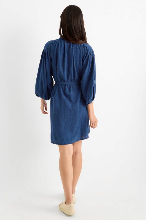 Women - Denim shirt dress - blue denim