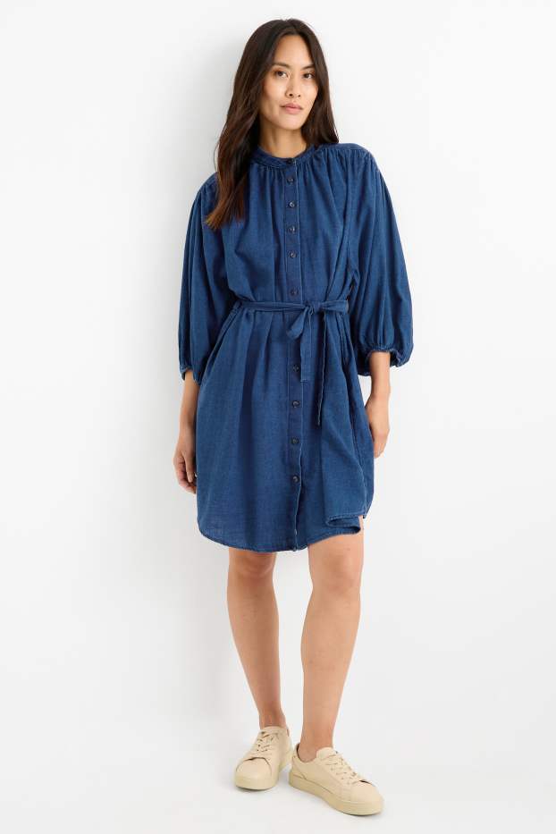 Women - Denim shirt dress - blue denim