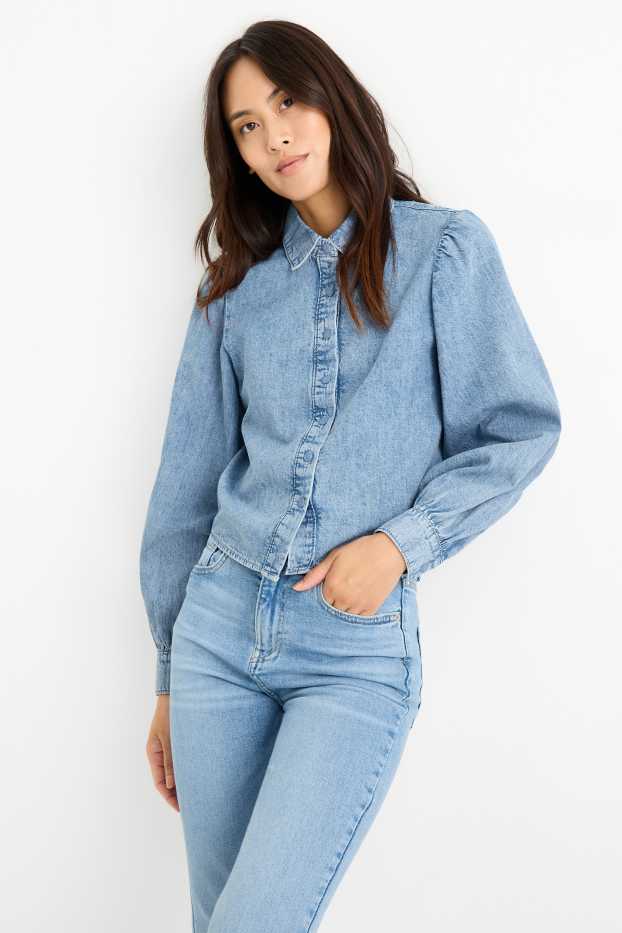 Women - Denim blouse - denim-light blue