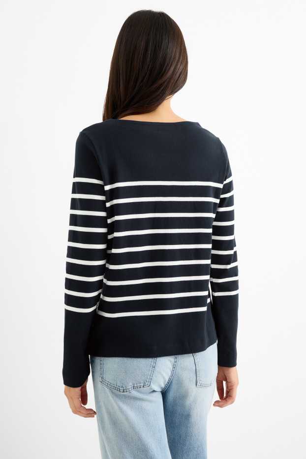 Damen - Multipack 2er - Langarmshirt - dunkelblau / weiß