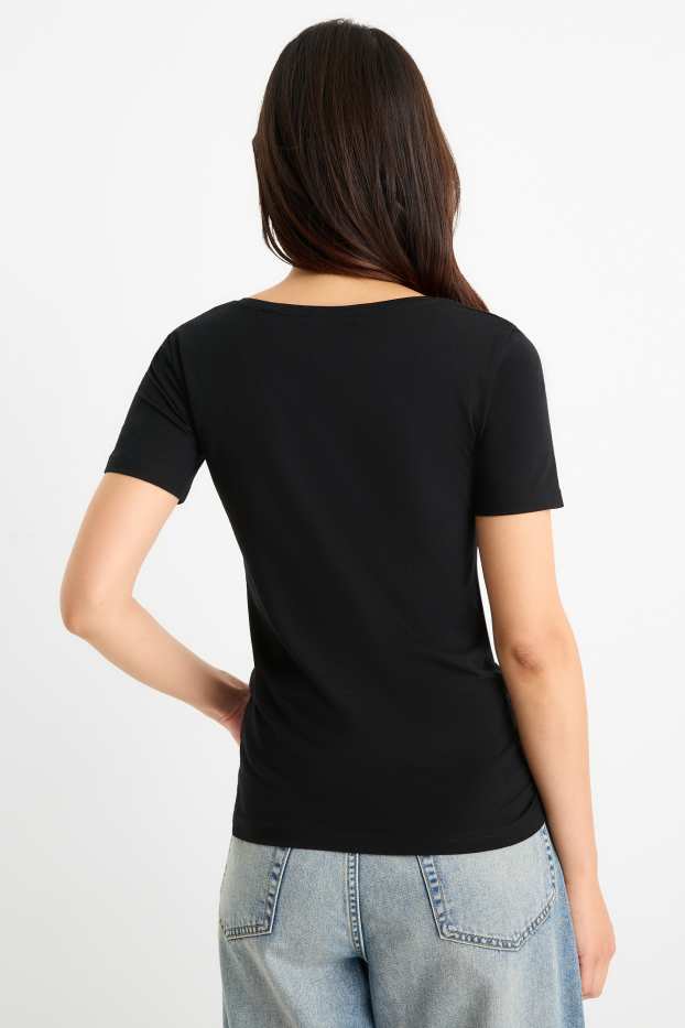 Dames - T-shirt - slim fit - zwart