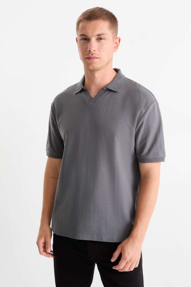 Home - Polo de punt - regular fit - gris fosc