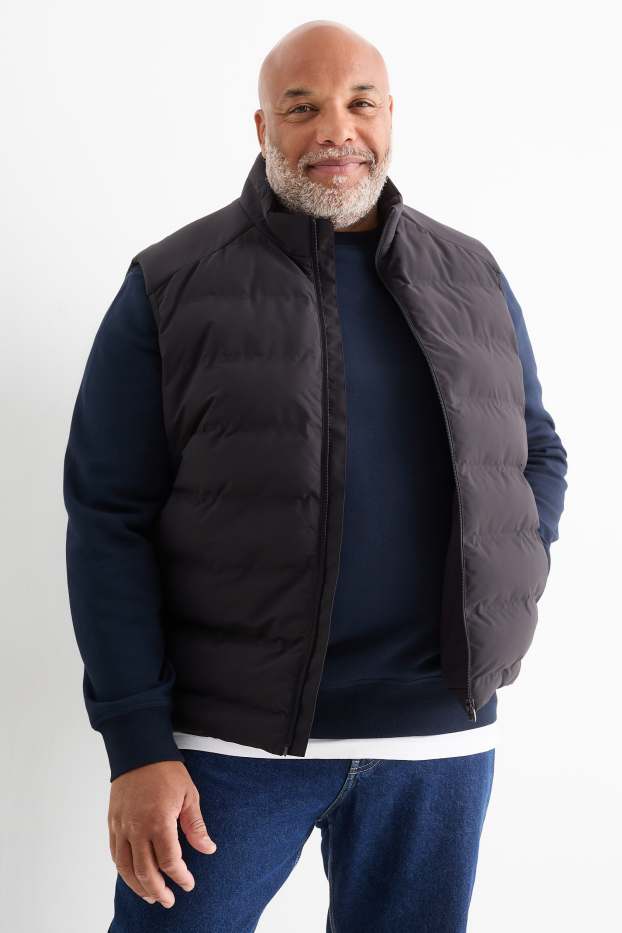 Men - Quilted gilet - water-repellent - black