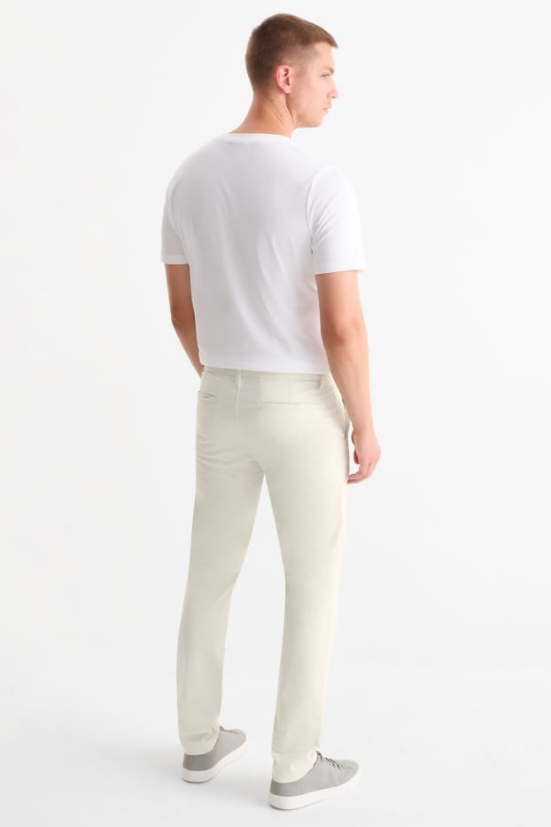 Pánské - Kalhoty chino - slim fit - krémově bílá