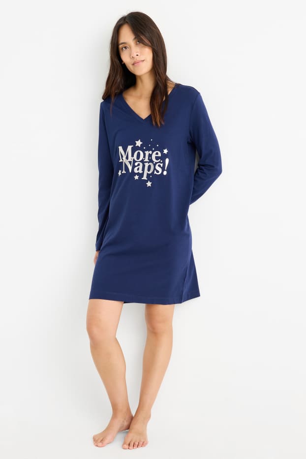 Dames - Nachthemd - donkerblauw