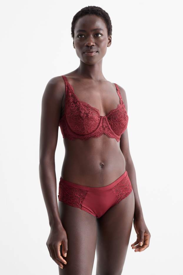 Dámské - Podprsenka s kosticemi - tmavočervená