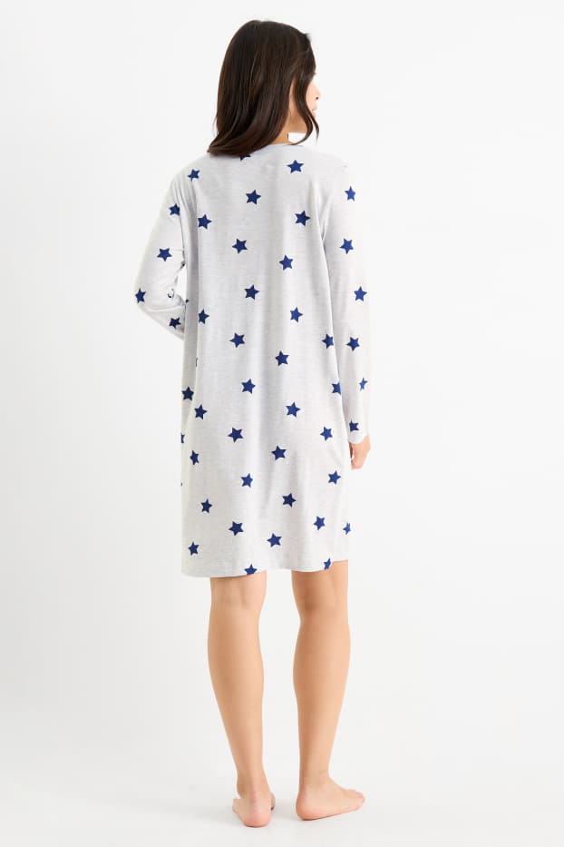 Dames - Nachthemd - met patroon - licht grijs-mix