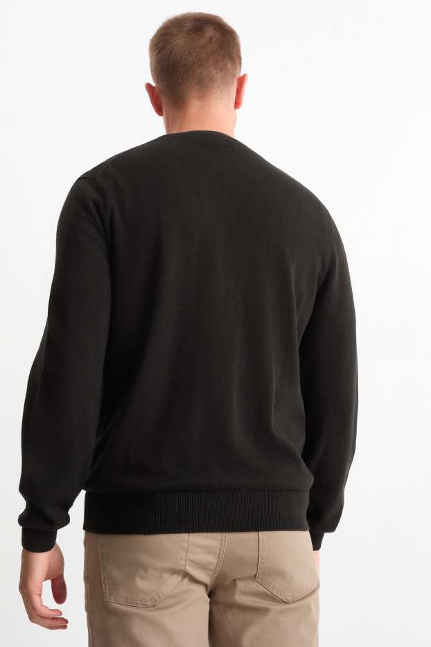 Hommes - Pull en maille fine - noir
