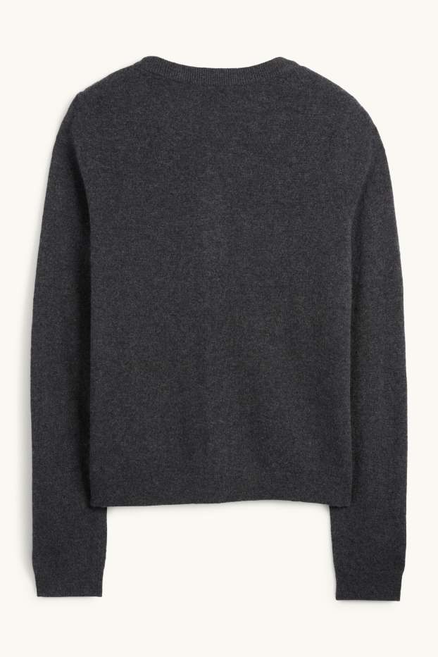 Femei - Cardigan tricotat din cașmir - gri închis