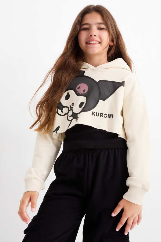 Enfants filles - Kuromi - ensemble - sweat à capuche et top - 2 pièces - beige clair