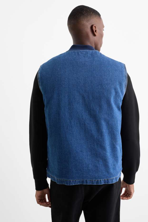 Pánské - Džínová vesta - s výplní - džíny - modré