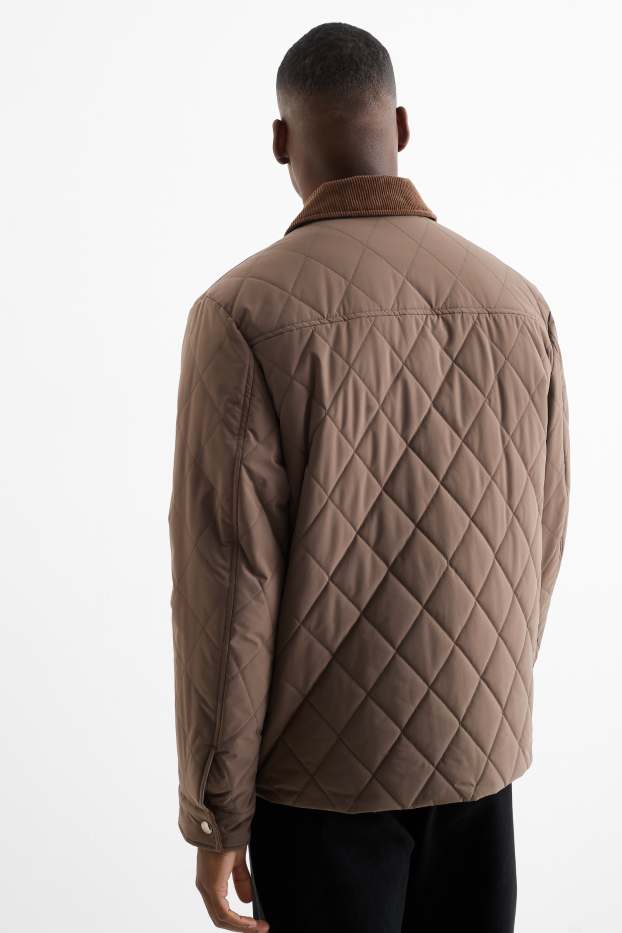 Pánské - Prošívaná bunda - tmavohnědá