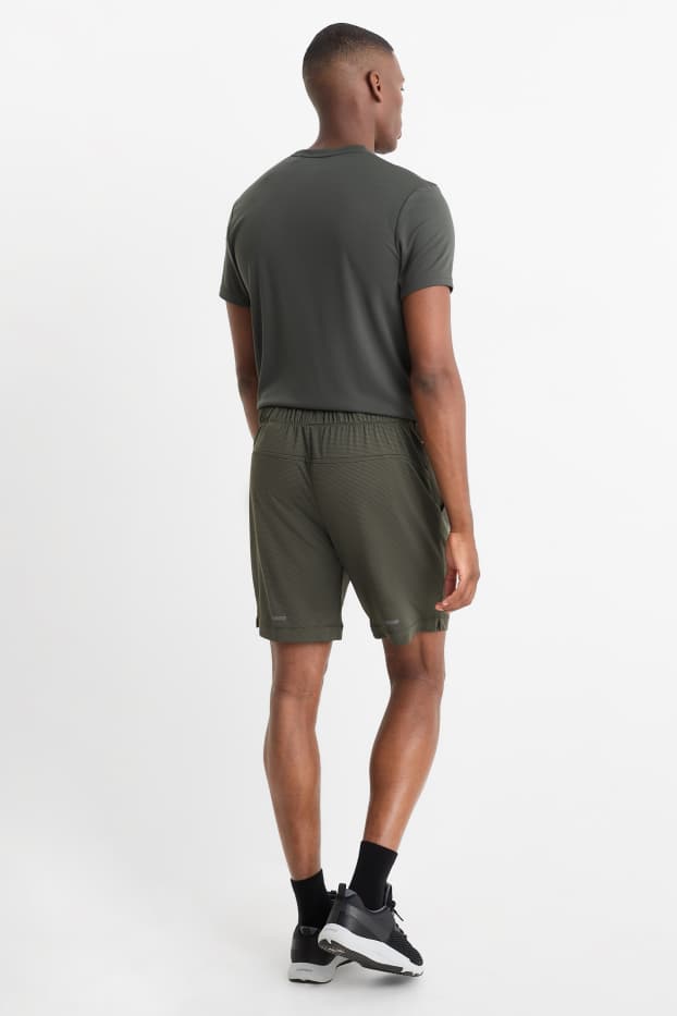 Hommes - Short de sport - texturé - vert foncé