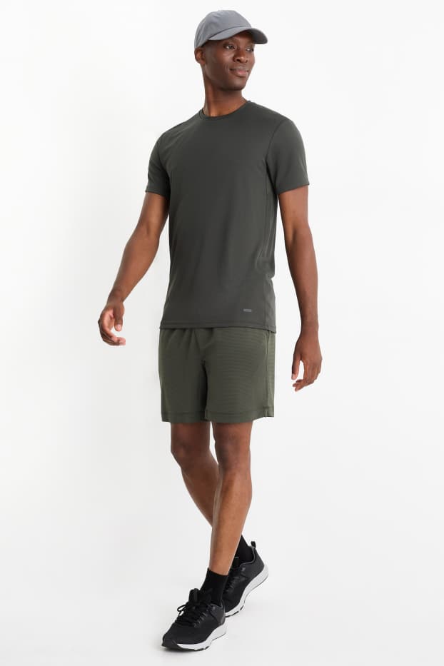 Hommes - Short de sport - texturé - vert foncé