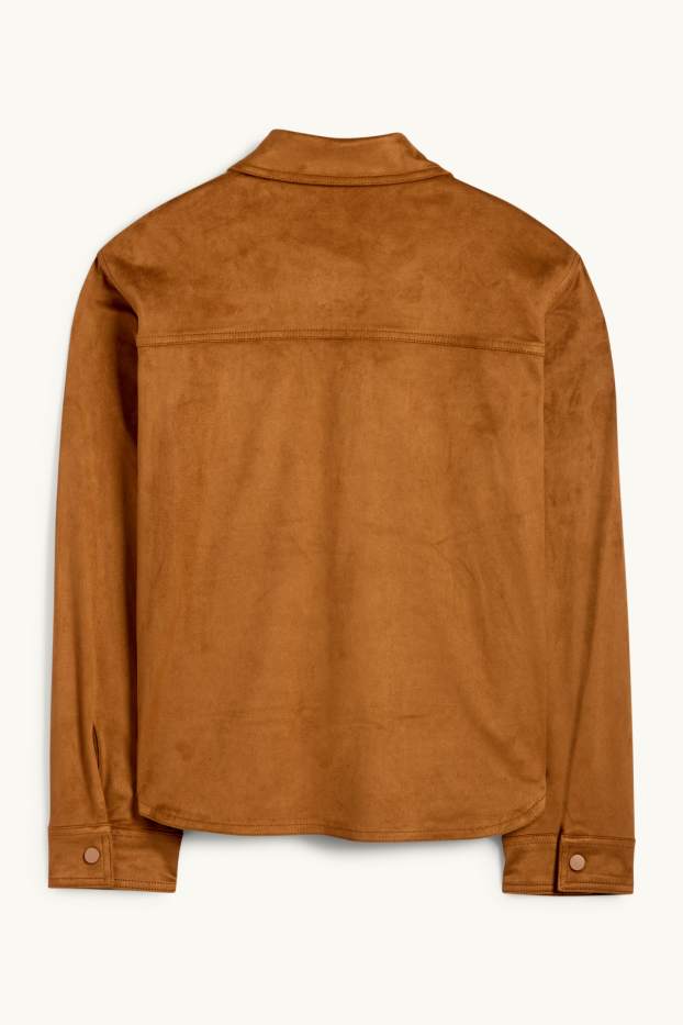 Femmes - Veste-chemise - faux suède - marron