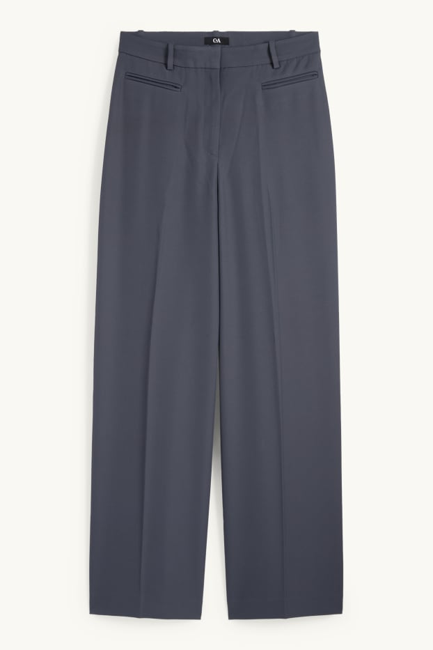 Femei - Pantaloni office - talie înaltă - relaxed fit - albastru închis