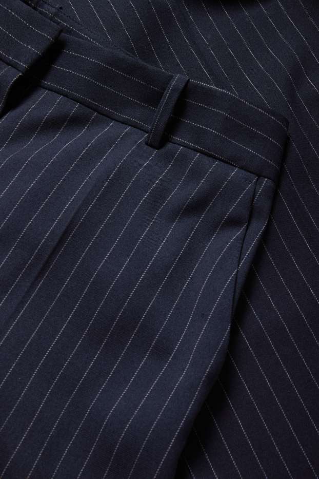 Dámské - Business kalhoty - high waist - relaxed fit - s úzkými proužky - tmavomodrá