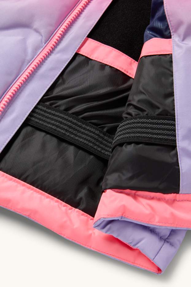 Kinderen: meisjes - Ski-jas met capuchon - waterafstotend - met patroon - roze
