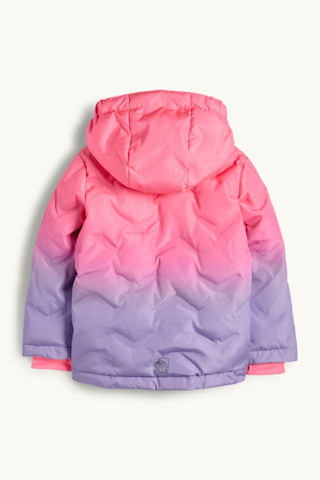 Kinderen: meisjes - Ski-jas met capuchon - waterafstotend - met patroon - roze