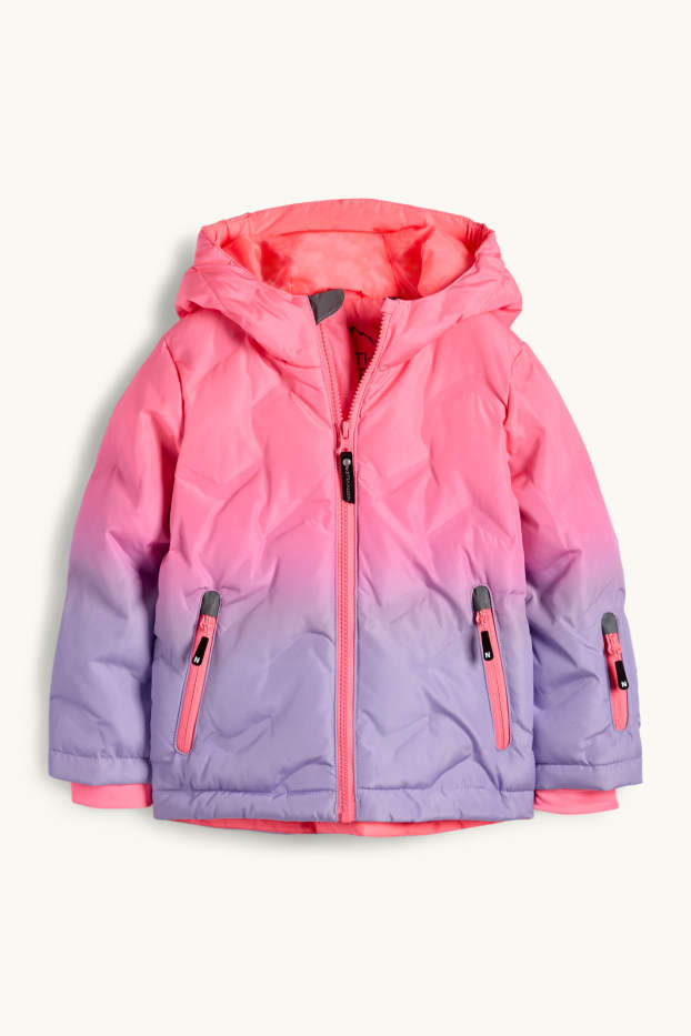 Kinderen: meisjes - Ski-jas met capuchon - waterafstotend - met patroon - roze