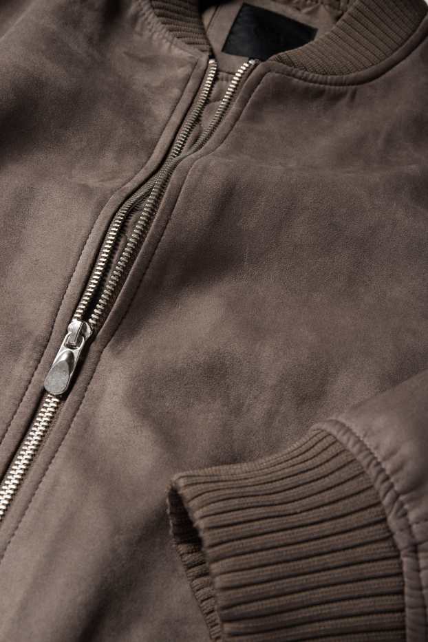 Heren - Bomberjack - imitatiesuède - taupe