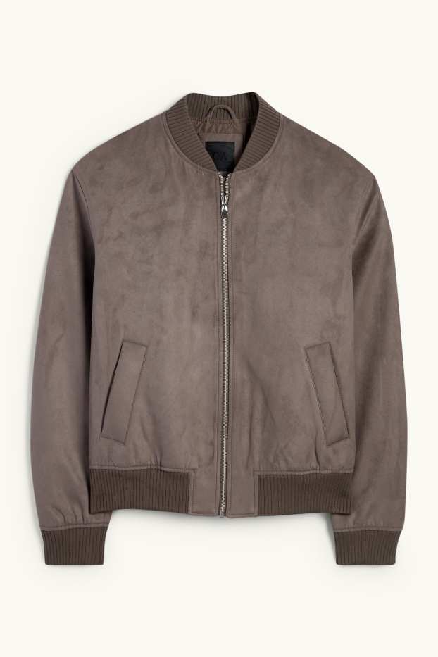 Heren - Bomberjack - imitatiesuède - taupe