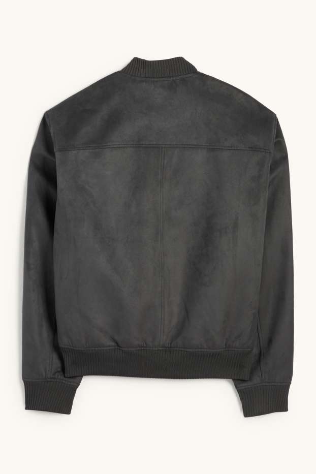 Heren - Bomberjack - imitatiesuède - donkergrijs