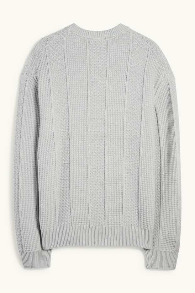 Pánské - Svetr - strukturovaný - světle modrá
