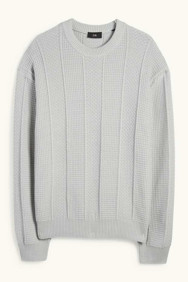 Pánské - Svetr - strukturovaný - světle modrá