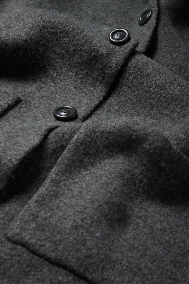 Dames - Lang gebreid vest - donkergrijs