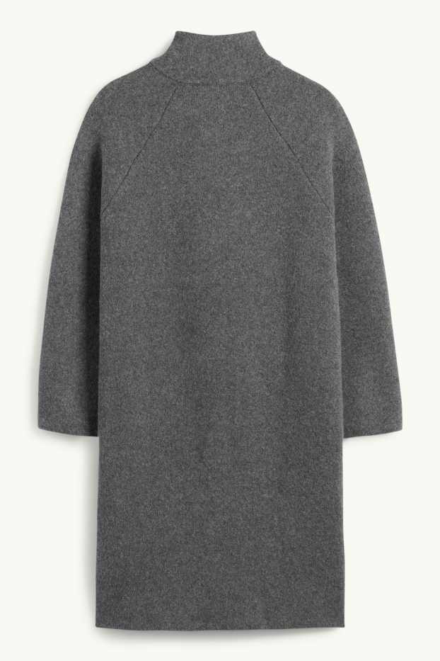 Dames - Lang gebreid vest - donkergrijs