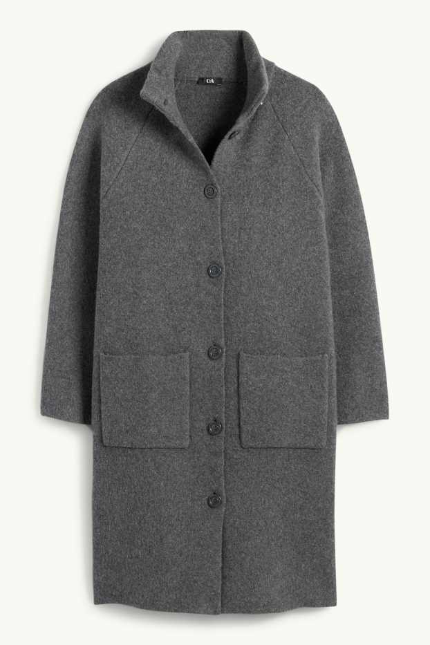 Dames - Lang gebreid vest - donkergrijs