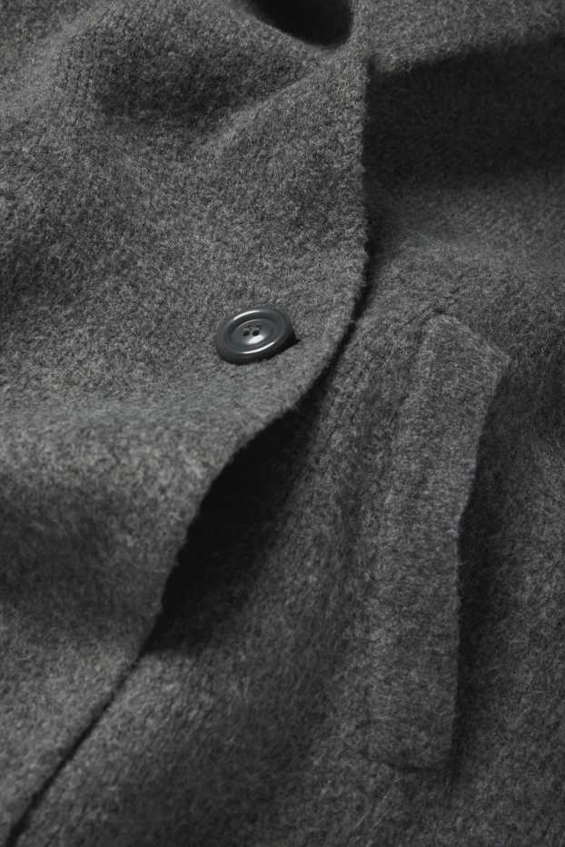 Femmes - Gilet en maille à capuche - gris foncé