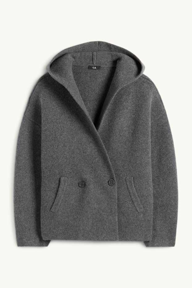 Femmes - Gilet en maille à capuche - gris foncé