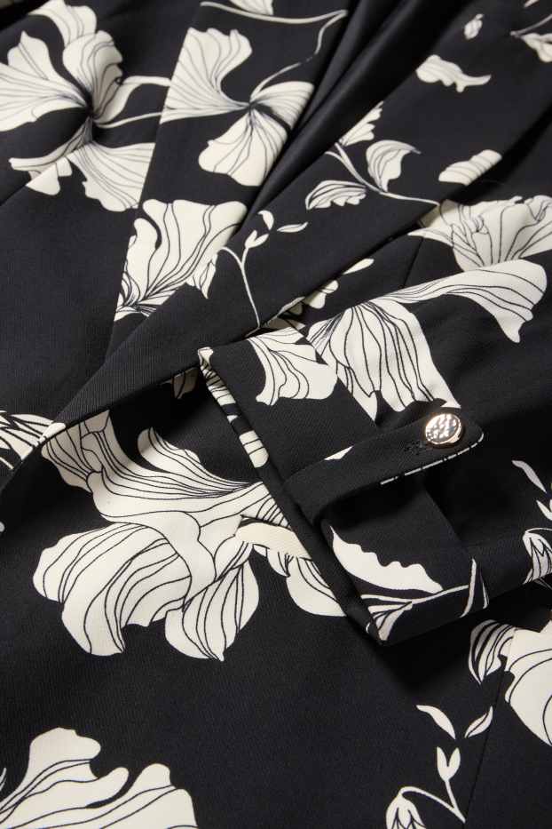 Dona - Blazer formal - relaxed fit - de flors - negre/blanc