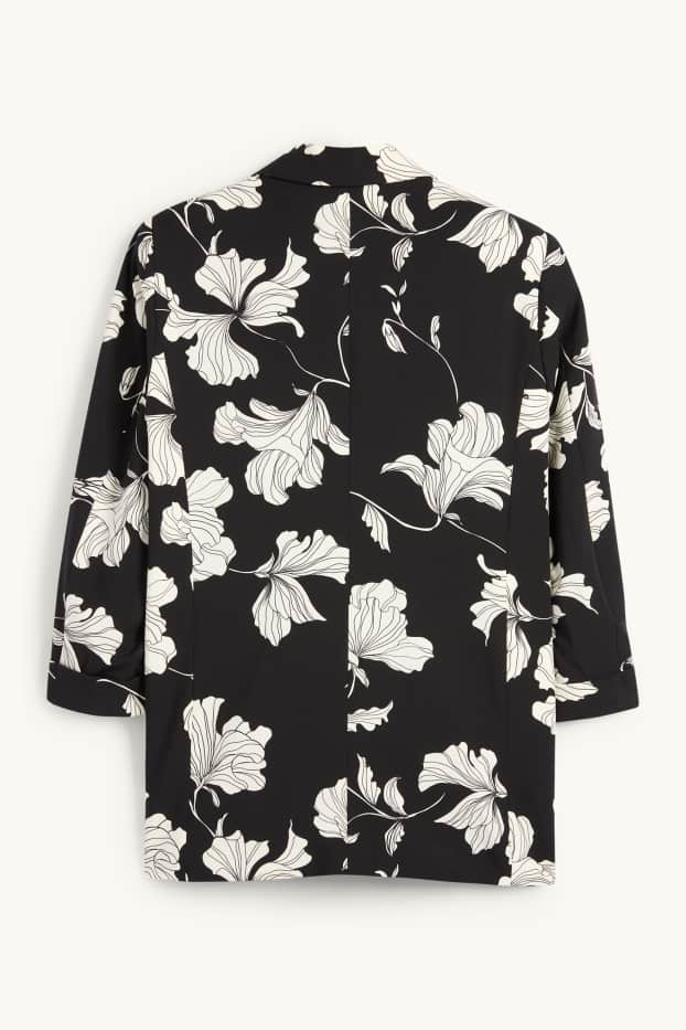 Dona - Blazer formal - relaxed fit - de flors - negre/blanc