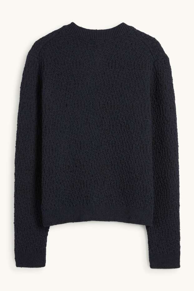 Femei - Cardigan tricotat - structurat - albastru închis