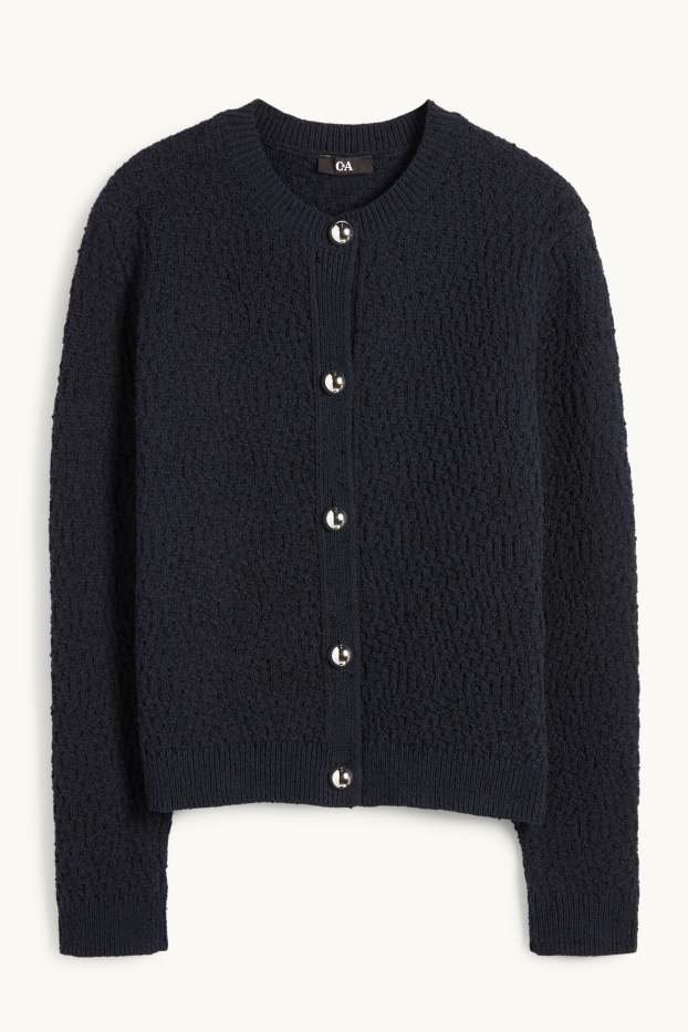 Femei - Cardigan tricotat - structurat - albastru închis