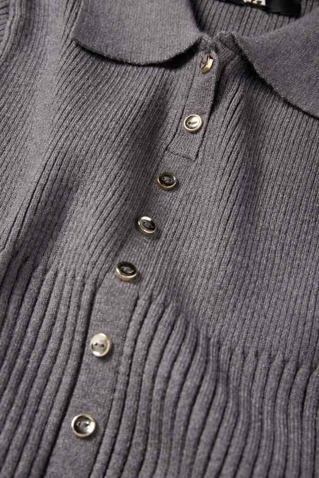 Women - Jumper - ribbed - gray