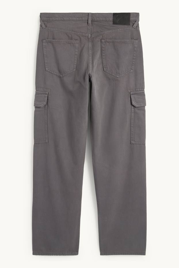 Men - Cargo trousers - relaxed fit - dark gray