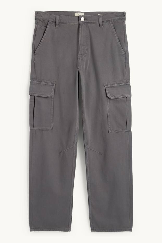 Men - Cargo trousers - relaxed fit - dark gray